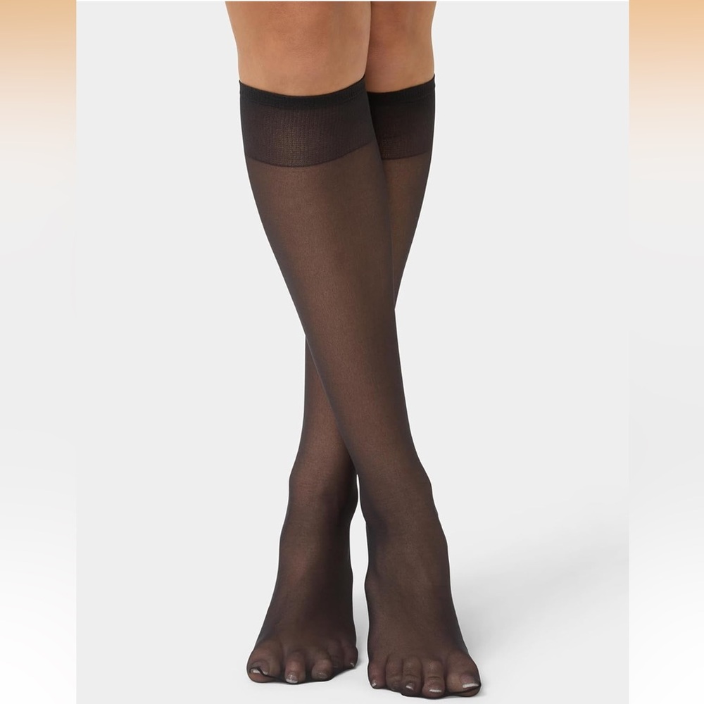 Black Sheer Knee High Nylon Stockings Pack of 10 NWT